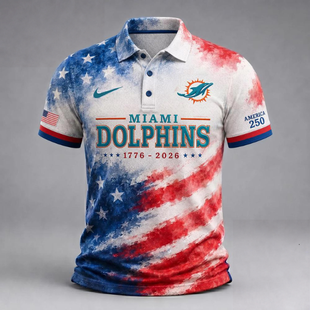 MEGA SALE - NEW CUSTOMIZED NFL19 MDP MIAMI DOLPHINS USA 250TH ANNIVERSARY POLO SHIRT, ZIP POLO SHIRT & T-SHIRTS