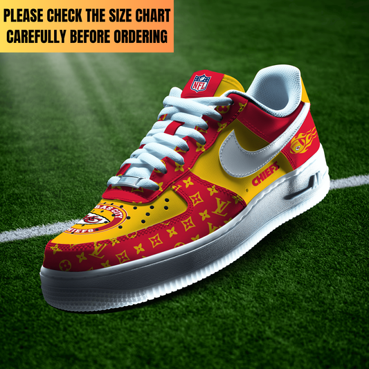 EXCLUSIVE  EDITION - NEW CUSTOMIZED NFL01 KCC KANSAS CITY CHIEFS AF1 SHOES
