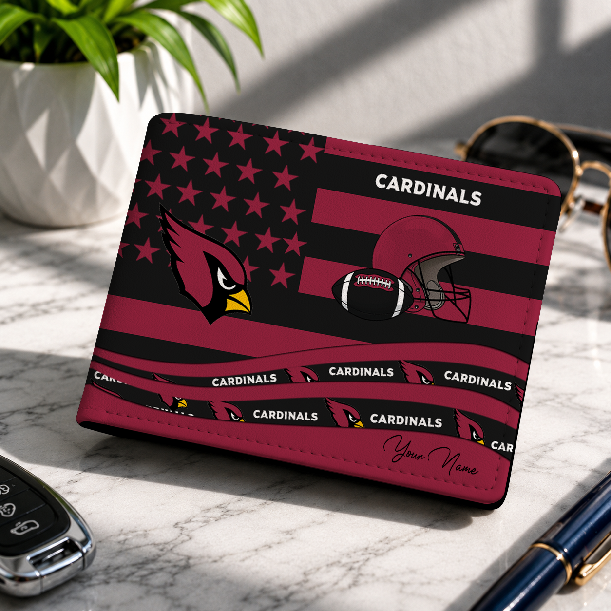 LIMITED EDITION - NEW CUSTOMIZED NFL20 ARC ARIZONA CARDINALS LEATHER WALLET