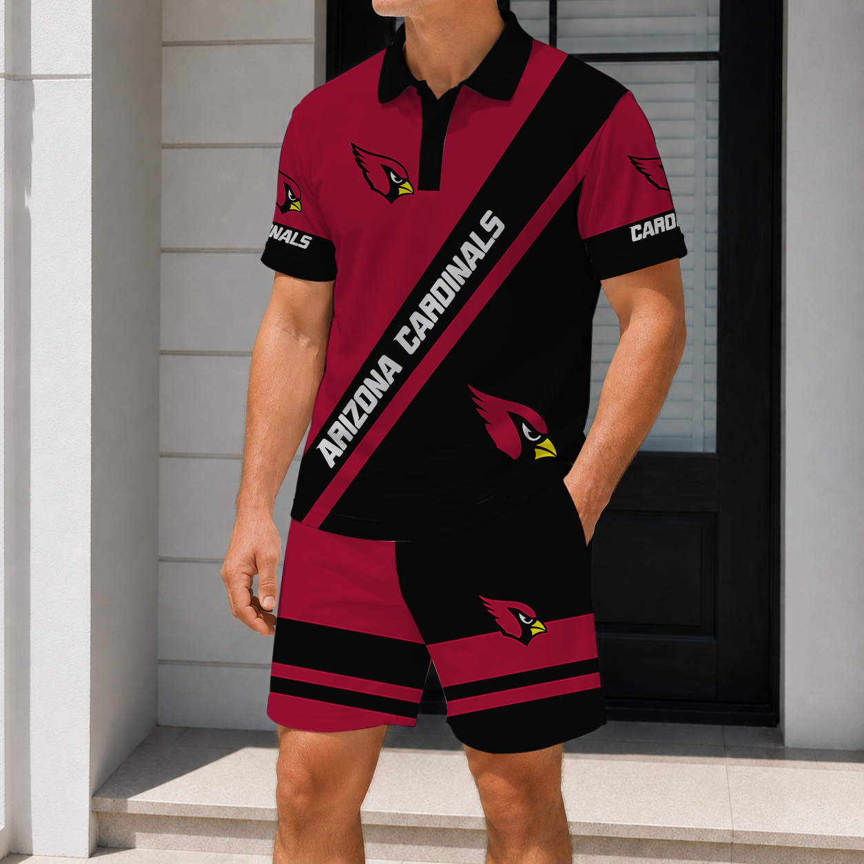 LIMITED EDITION - NEW CUSTOMIZED NFL20 ARC ARIZONA CARDINALS POLO SHIRT & SHORT PANTS SET