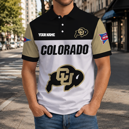 FINAL SALE - NEW CUSTOMIZED NCAA FBS20 CRB COLORADO BUFFALOES POLO SHIRT, ZIP POLO SHIRT & T-SHIRTS