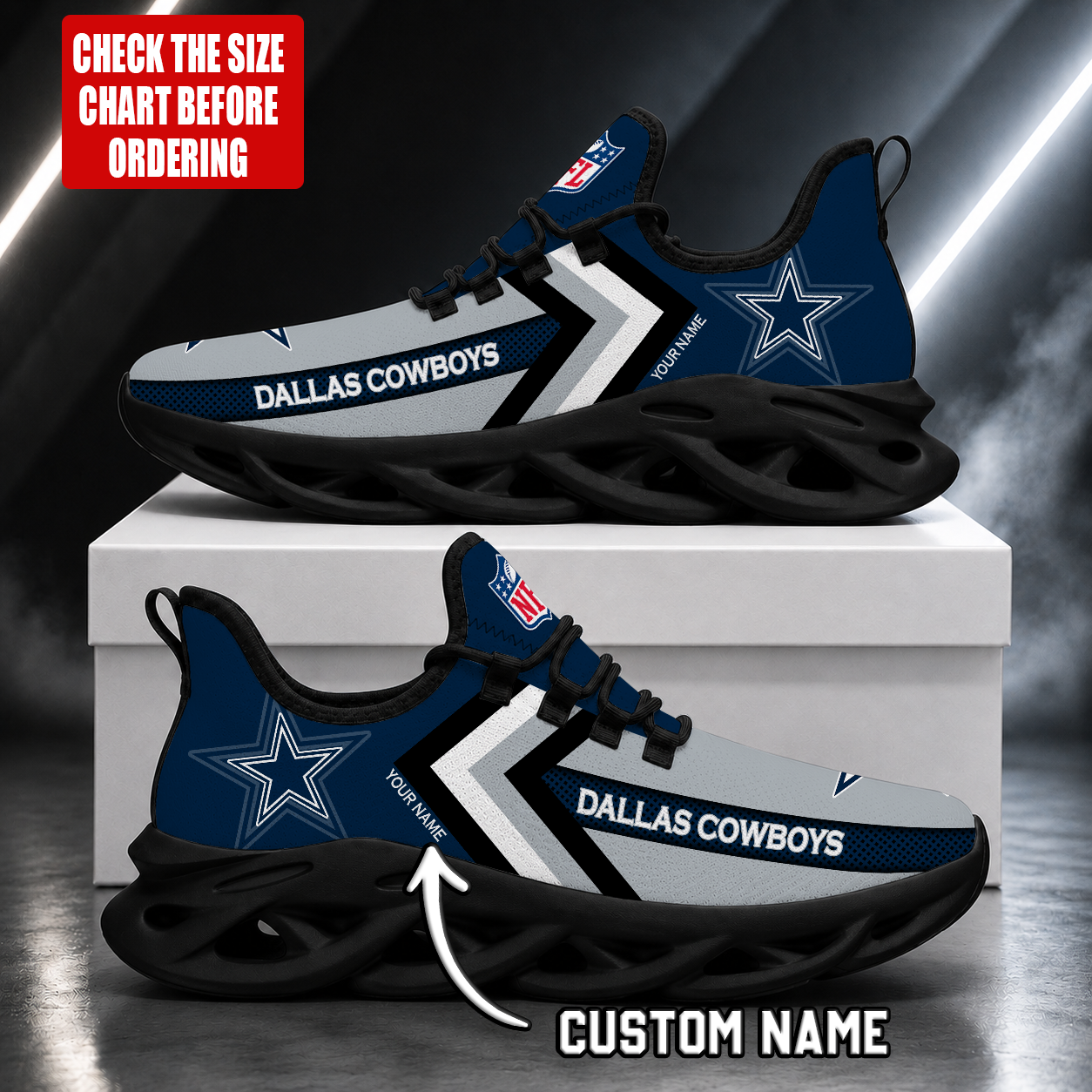 LIMITED EDITION - NEW CUSTOMIZED NFL21 DCB DALLAS COWBOYS UNISEX MAX SOUL SHOES