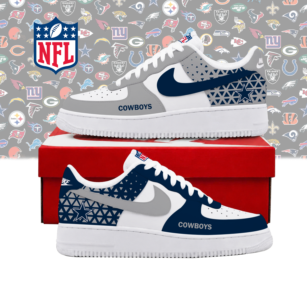 FLASH SALE - NEW CUSTOMIZED NFL21 DCB DALLAS COWBOYS AF1 SHOES