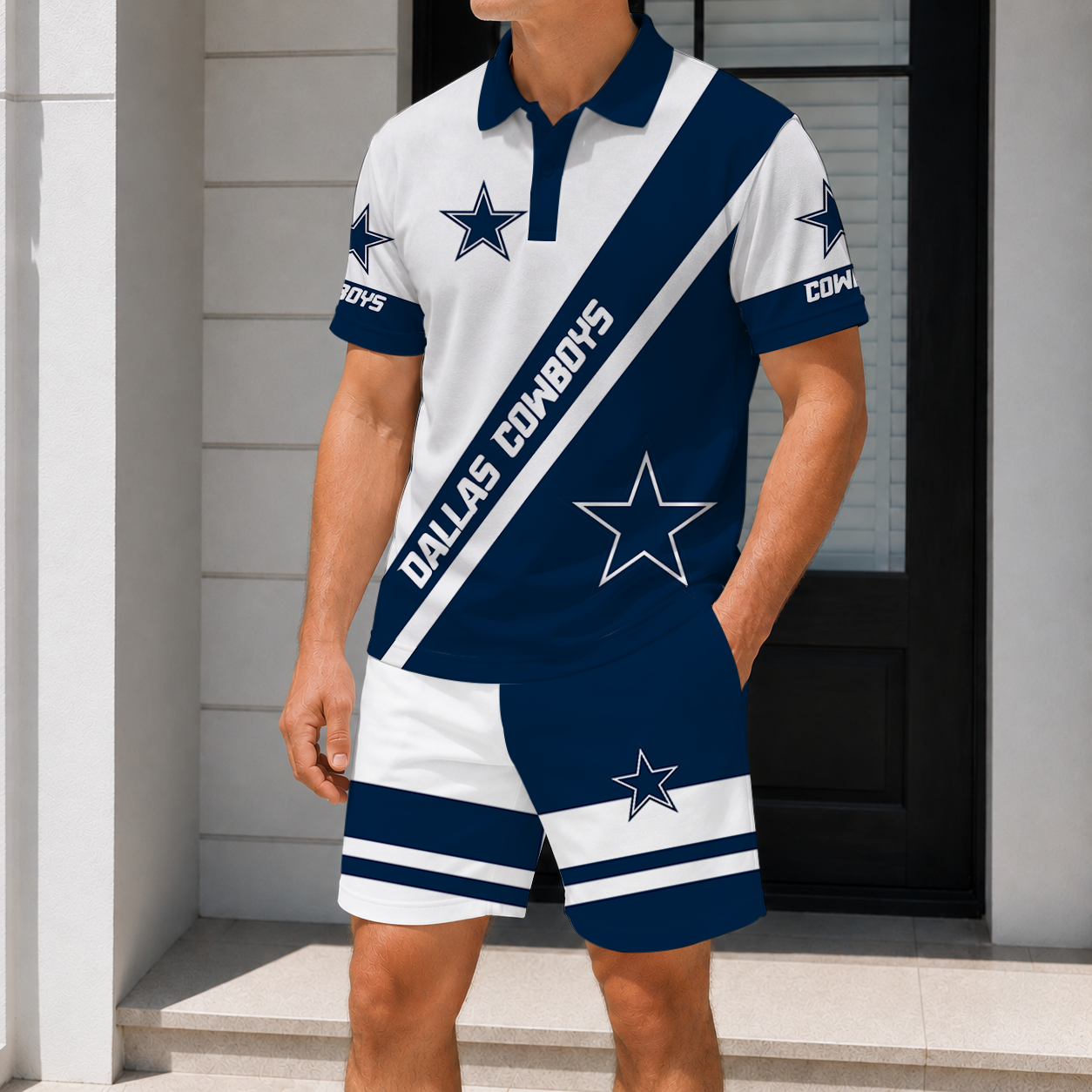 LIMITED EDITION - NEW CUSTOMIZED NFL21 DCB DALLAS COWBOYS POLO SHIRT & SHORT PANTS SET