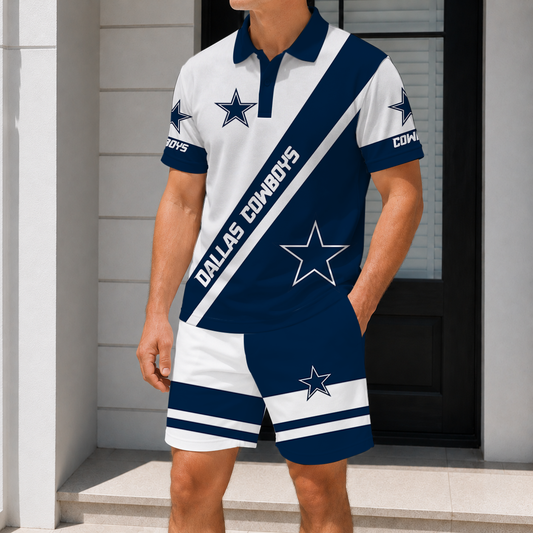 LIMITED EDITION - NEW CUSTOMIZED NFL21 DCB DALLAS COWBOYS POLO SHIRT & SHORT PANTS SET