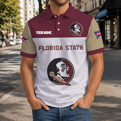 FINAL SALE - NEW CUSTOMIZED NCAA FBS21 FLS FLORIDA STATE SEMINOLES POLO SHIRT, ZIP POLO SHIRT & T-SHIRTS