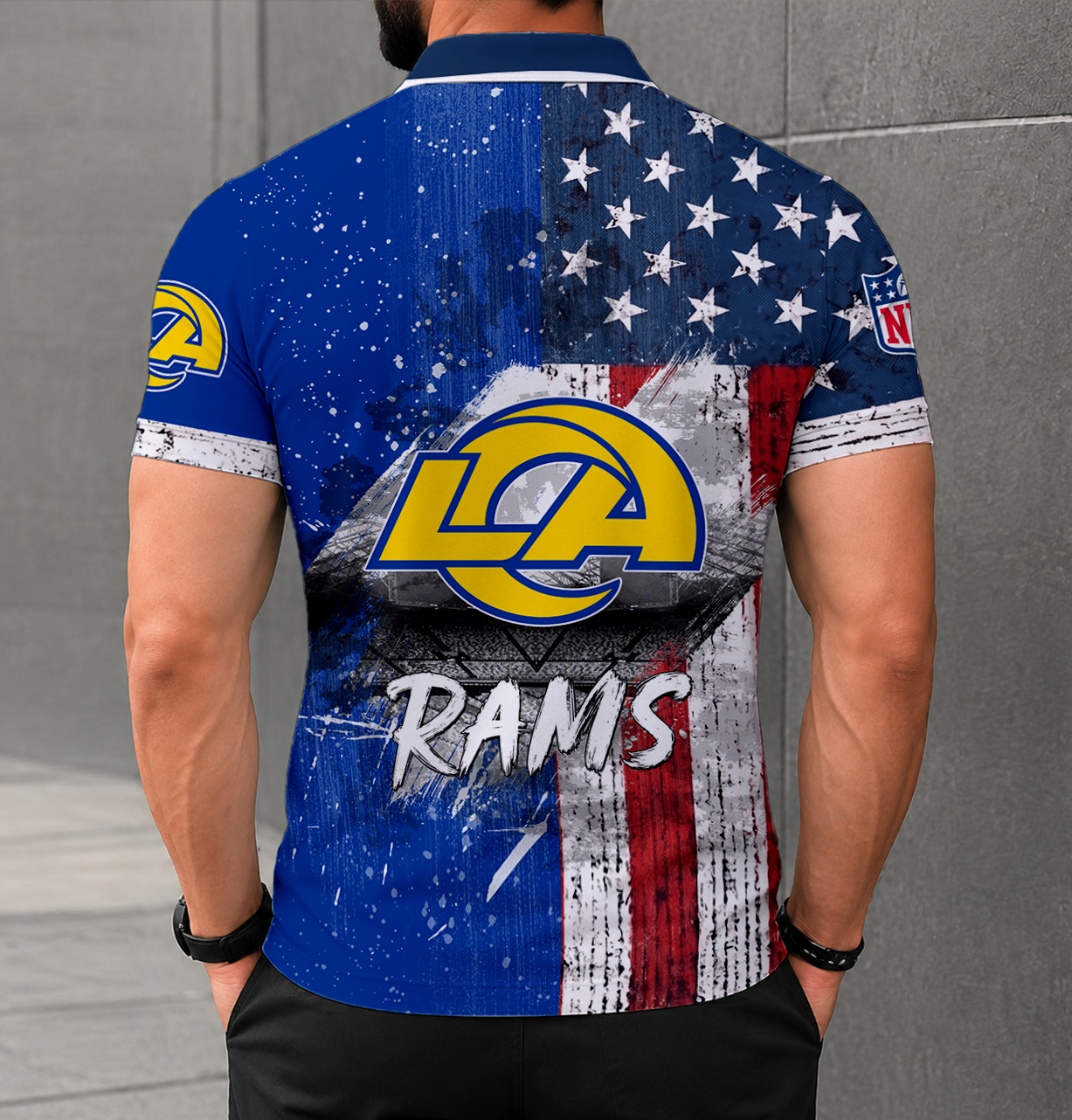 LIMITED EDITION - NEW CUSTOMIZED NFL22 LAR LOS ANGELES RAMS POLO SHIRT