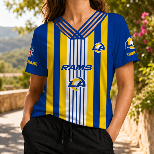 VIRAL EDITION - NEW CUSTOMIZED NFL22 LAR LOS ANGELES RAMS V-NECK SHIRT