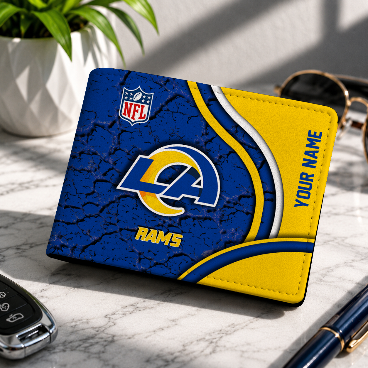 MEGA SALE - NEW CUSTOMIZED NFL22 LAR LA RAMS LEATHER WALLET