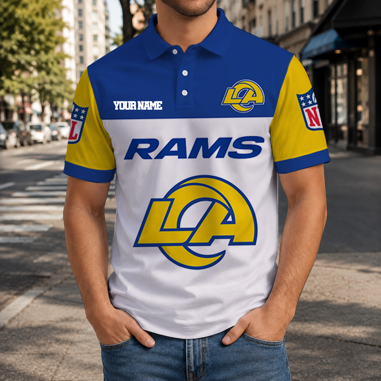 EXCLUSIVE  EDITION - NEW CUSTOMIZED NFL22 LAR LOS ANGELES RAMS T-SHIRT, POLO SHIRT, ZIP POLO SHIRT, SWEATSHIRT, HOODIE & ZIP HOODIE