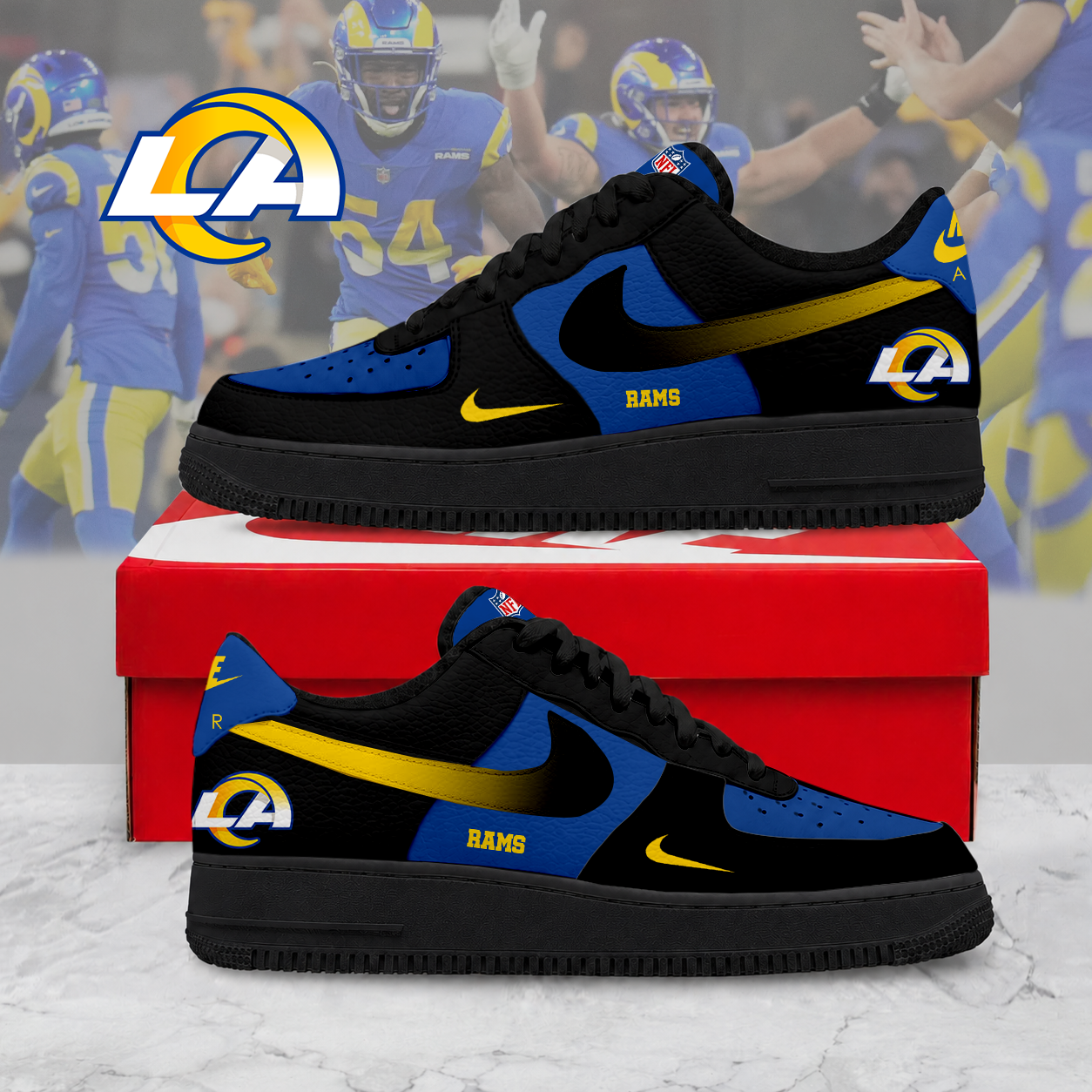 LIMITED EDITION - NEW CUSTOMIZED NFL22 LAR LA RAMS AF1 SNEAKERS