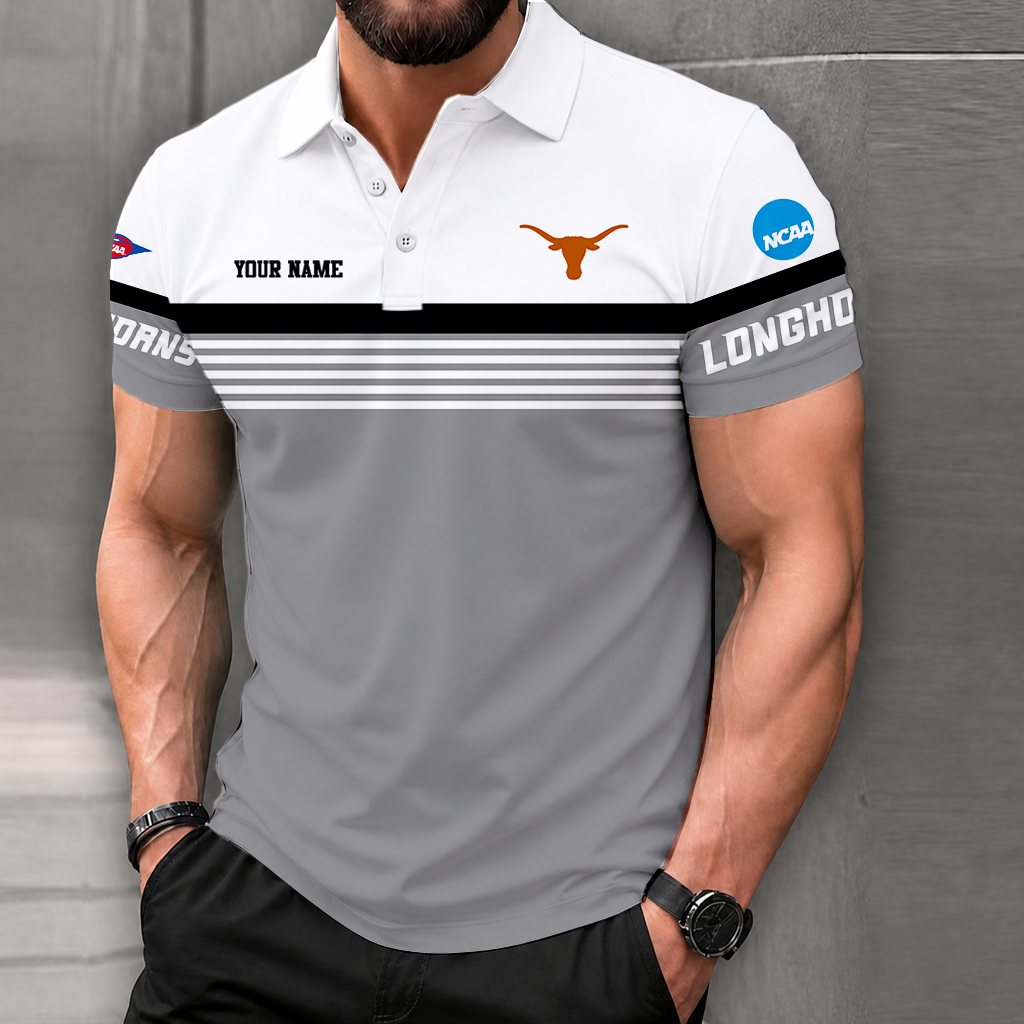 FLASH SALE - NEW CUSTOMIZED NCAA FBS22 TXL TEXAS LONGHORNS POLO SHIRT