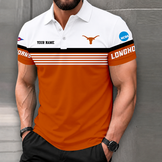 FLASH SALE - NEW CUSTOMIZED NCAA FBS22 TXL TEXAS LONGHORNS POLO SHIRT