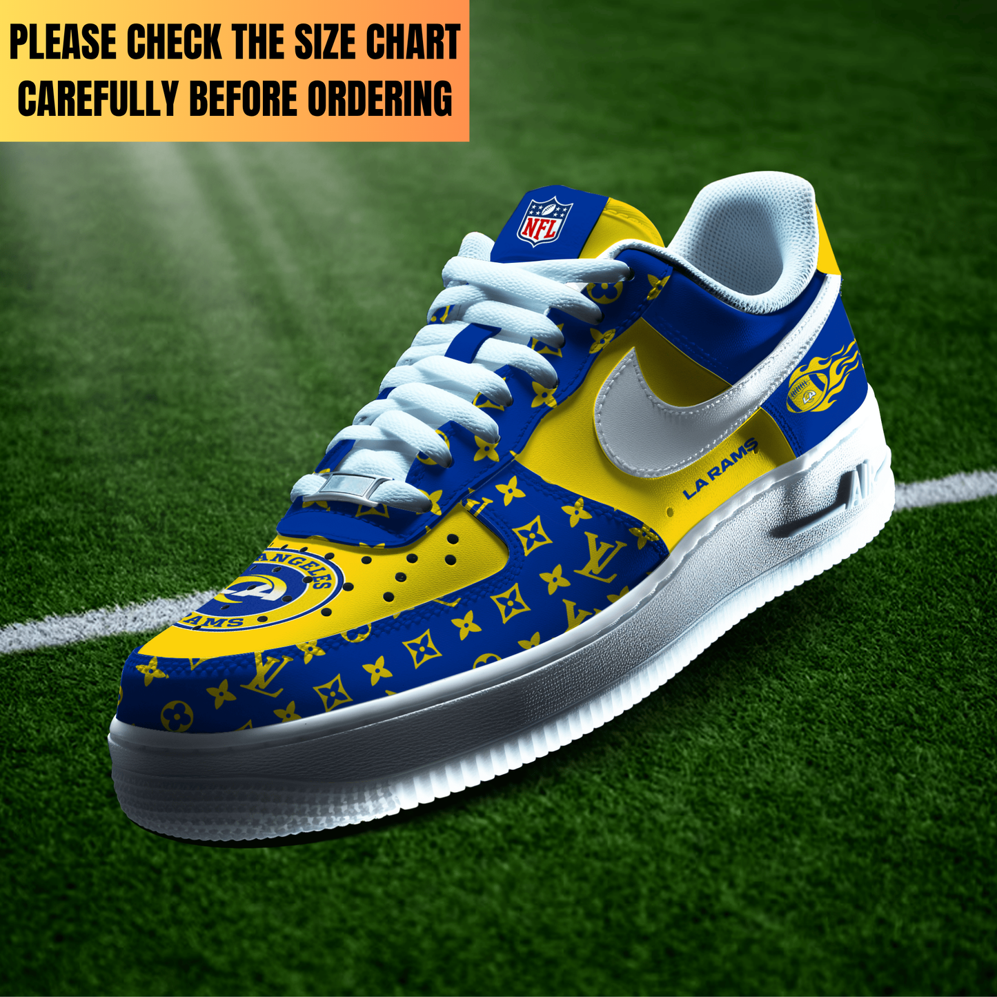 EXCLUSIVE  EDITION - NEW CUSTOMIZED NFL22 LAR LOS ANGELES RAMS AF1 SHOES