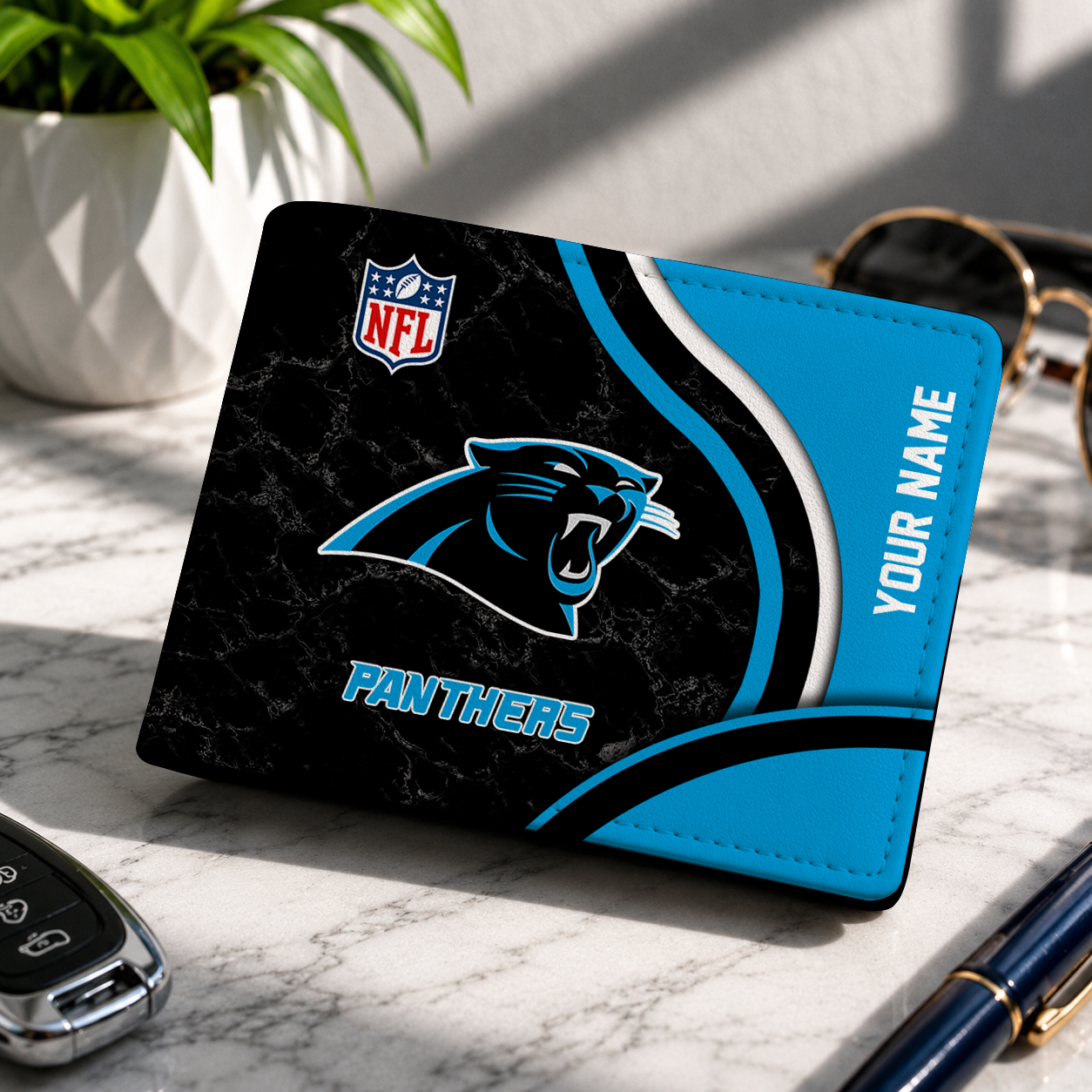 MEGA SALE - NEW CUSTOMIZED NFL23 CLP CR PANTHERS LEATHER WALLET
