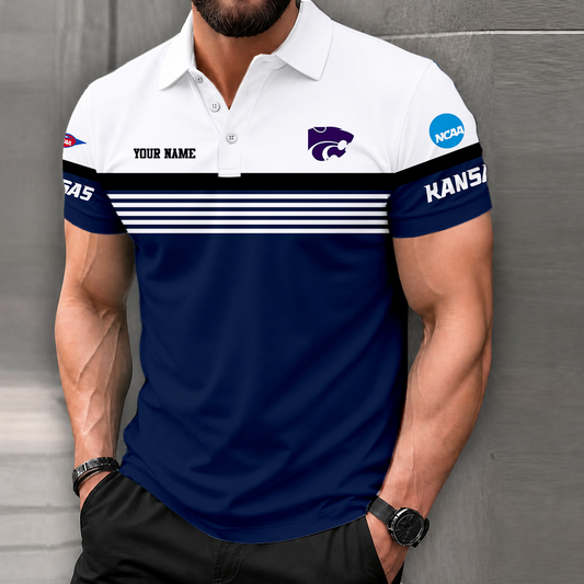 FLASH SALE - NEW CUSTOMIZED NCAA FBS24 KSW KANSAS STATE WILDCATS POLO SHIRT