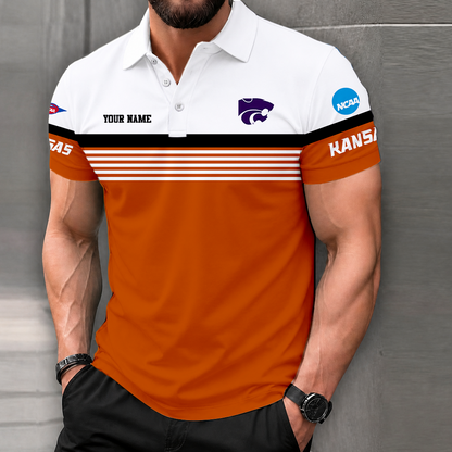 FLASH SALE - NEW CUSTOMIZED NCAA FBS24 KSW KANSAS STATE WILDCATS POLO SHIRT