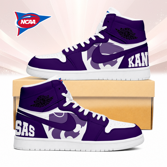 LIMITED EDITION - NEW CUSTOMIZED NCAA FBS24 KSW KANSAS STATE WILDCATS AIR JORDAN SNEAKERS