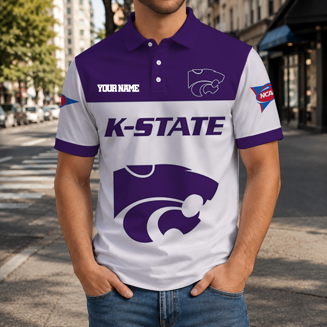 FINAL SALE - NEW CUSTOMIZED NCAA FBS24 KSW KANSAS STATE WILDCATS POLO SHIRT, ZIP POLO SHIRT & T-SHIRTS