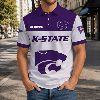 FINAL SALE - NEW CUSTOMIZED NCAA FBS24 KSW KANSAS STATE WILDCATS POLO SHIRT, ZIP POLO SHIRT & T-SHIRTS