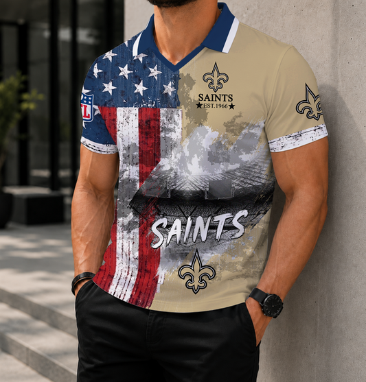 LIMITED EDITION - NEW CUSTOMIZED NFL24 NOS NEW ORLEANS SAINTS POLO SHIRT