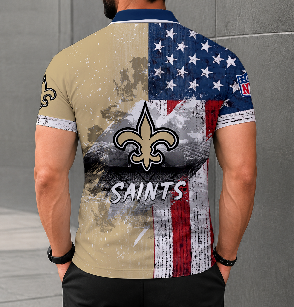 LIMITED EDITION - NEW CUSTOMIZED NFL24 NOS NEW ORLEANS SAINTS POLO SHIRT