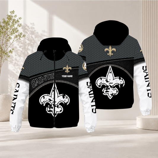 FINAL SALE - NEW CUSTOMIZED NFL24 NOS NEW ORLEANS SAINTS WINDBREAKER JACKET