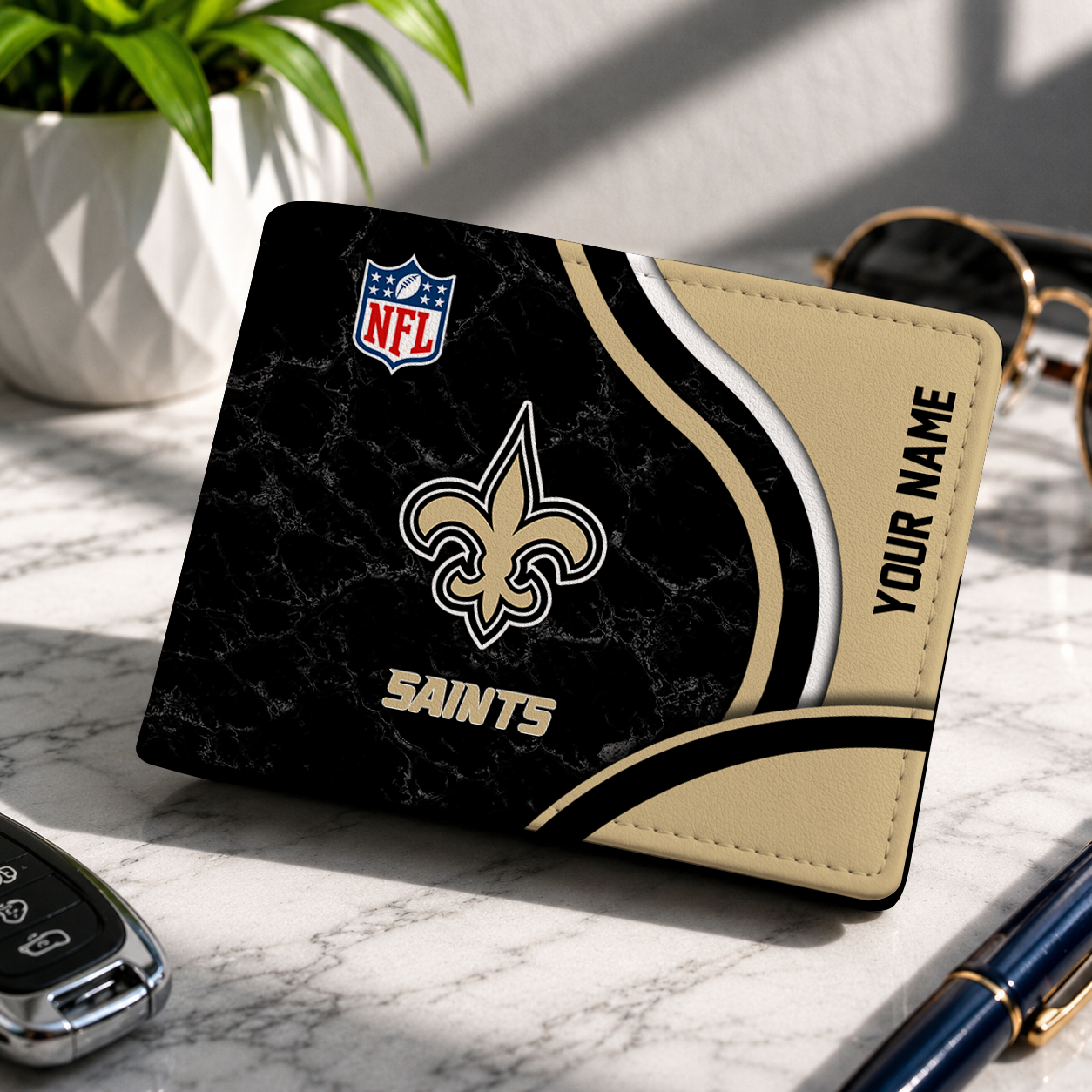 MEGA SALE - NEW CUSTOMIZED NFL24 NOS NO SAINTS LEATHER WALLET