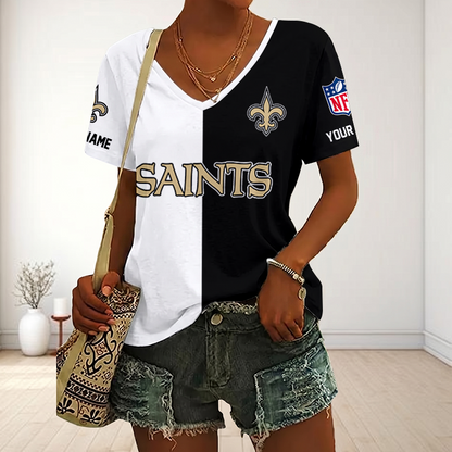 LIMITED EDITION - NEW CUSTOMIZED NFL24 NOS NEW ORLEANS SAINTS V-NECK FEMALE SHIRT