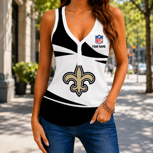 VIRAL EDITION - NEW CUSTOMIZED NFL24 NOS NEW ORLEANS SAINTS WOMEN'S V-NECK TANK TOP