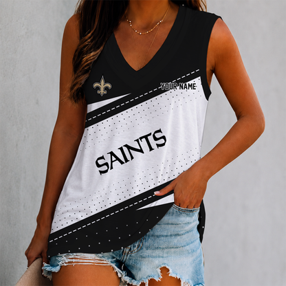 LIMITED EDITION - NEW CUSTOMIZED NFL24 NOS NEW ORLEANS SAINTS WOMEN'S V-NECK TANK TOP