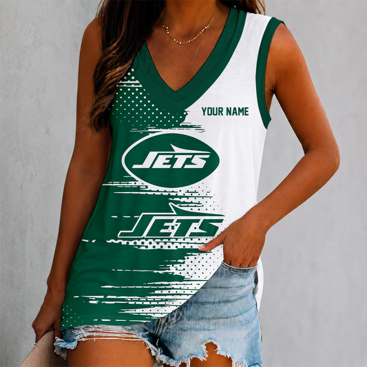 LIMITED EDITION - NEW CUSTOMIZED NFL25 NYJ NEW YORK JETS WOMEN'S V-NECK TANK TOP