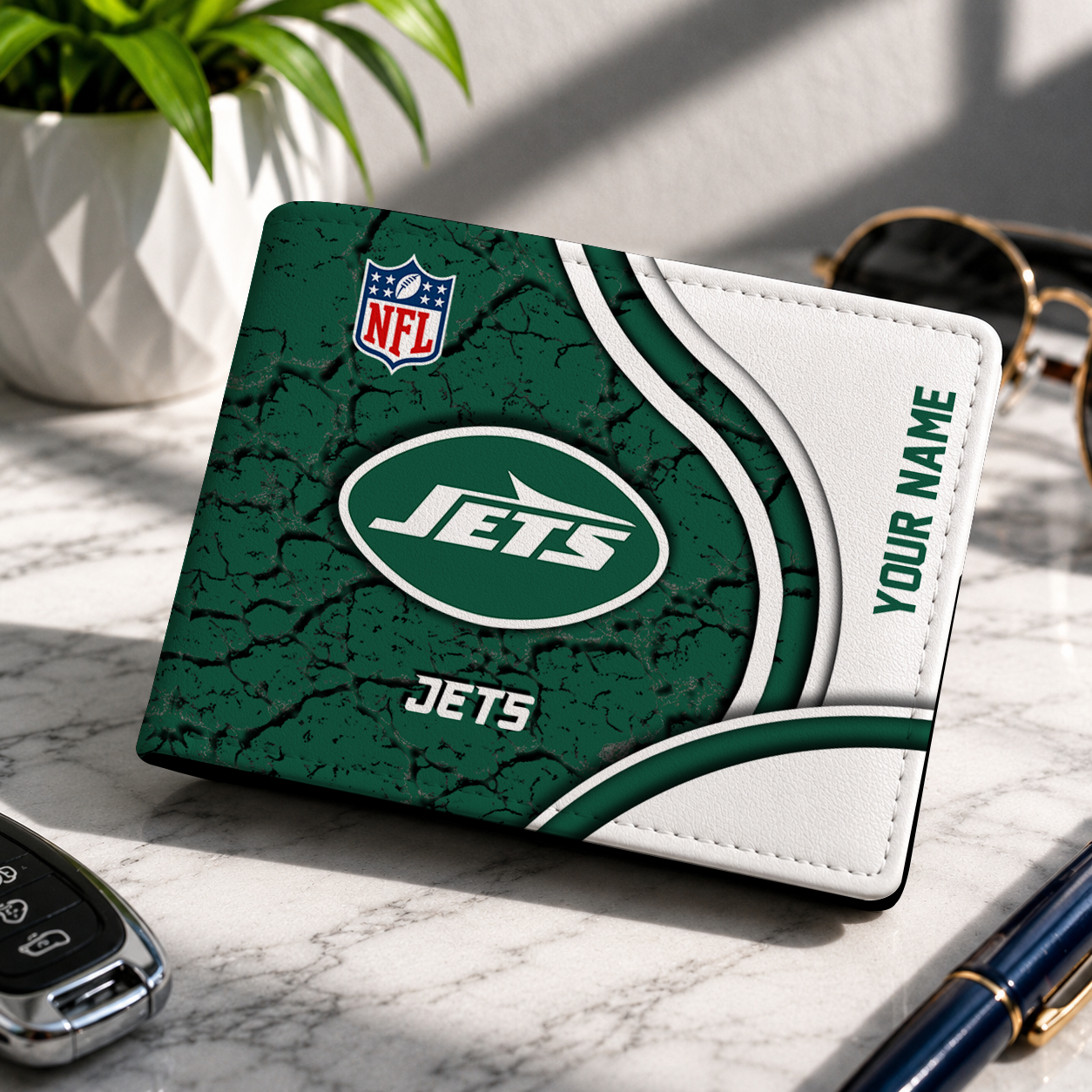 MEGA SALE - NEW CUSTOMIZED NFL25 NYJ NY JETS LEATHER WALLET