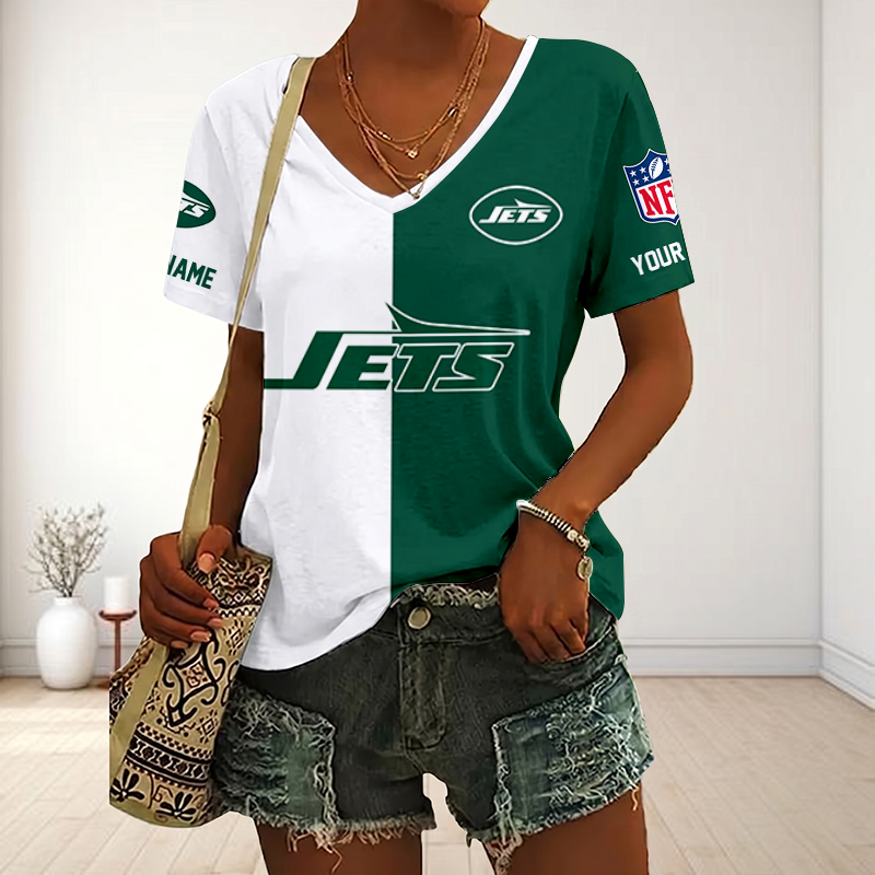 LIMITED EDITION - NEW CUSTOMIZED NFL25 NYJ NEW YORK JETS V-NECK FEMALE SHIRT