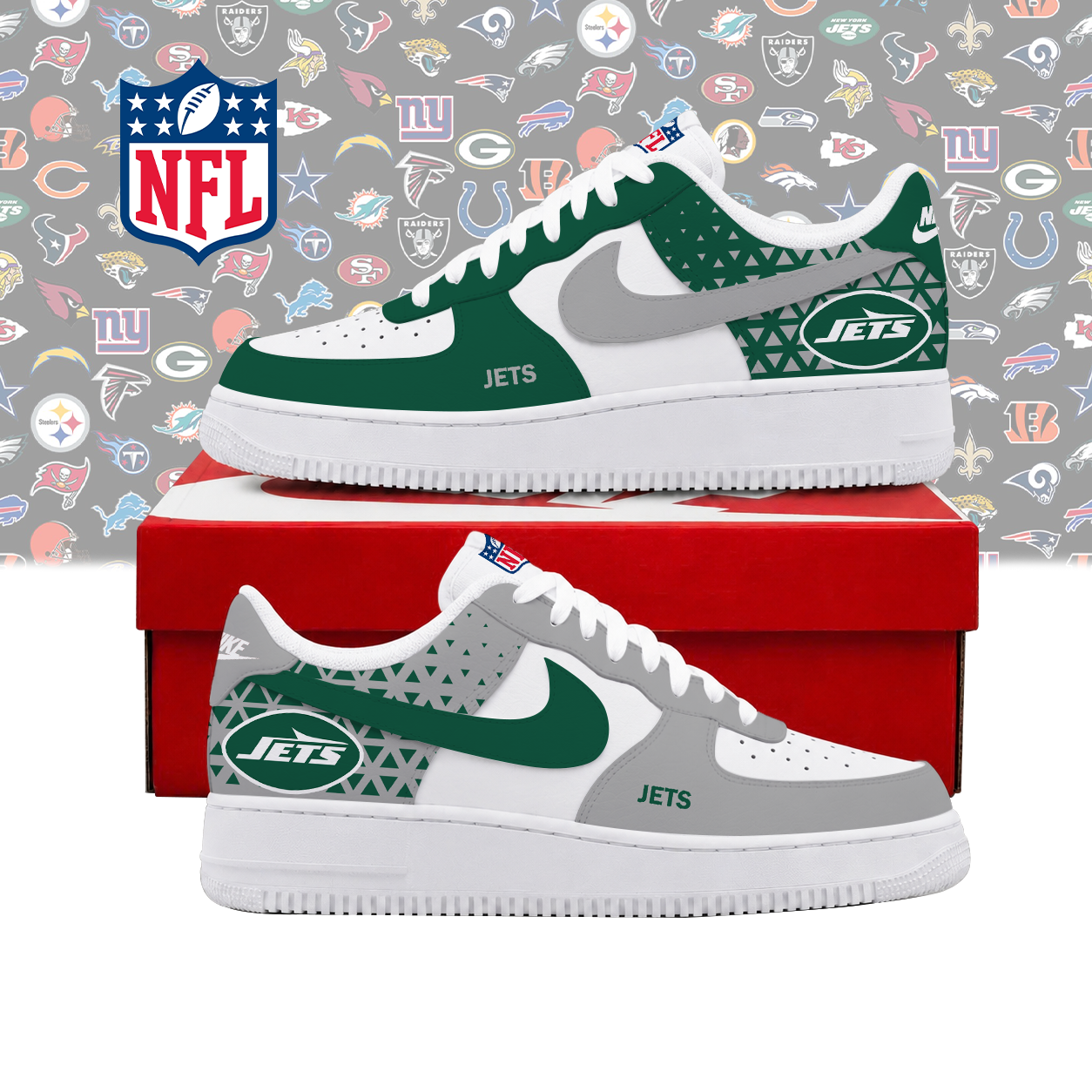 FLASH SALE - NEW CUSTOMIZED NFL25 NYJ NEW YORK JETS AF1 SHOES