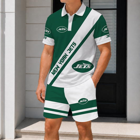 LIMITED EDITION - NEW CUSTOMIZED NFL25 NYJ NEW YORK JETS POLO SHIRT & SHORT PANTS SET