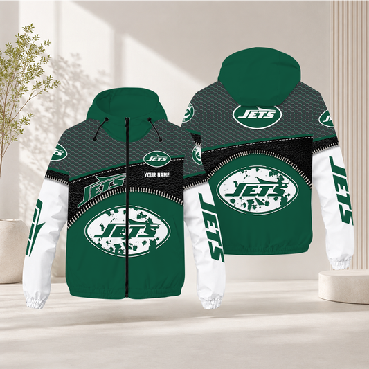 FINAL SALE - NEW CUSTOMIZED NFL25 NYJ NEW YORK JETS WINDBREAKER JACKET