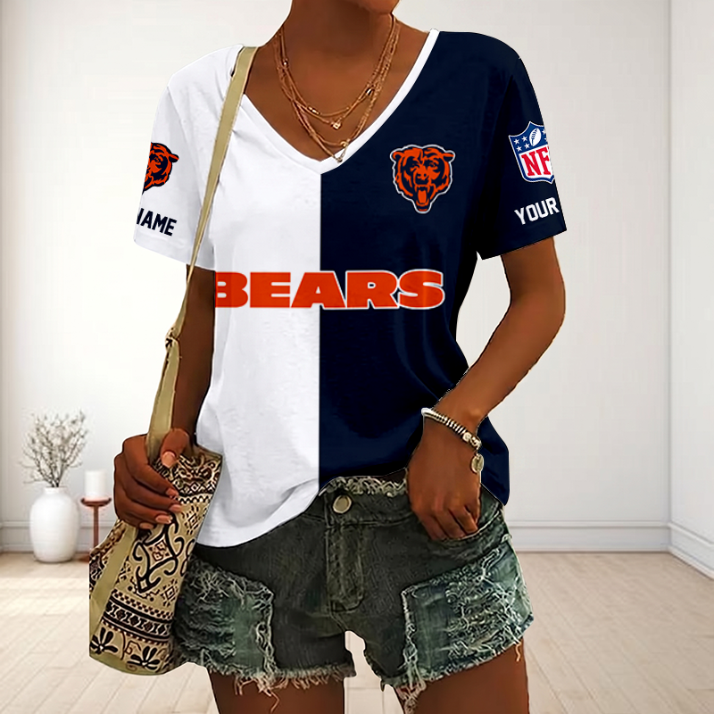 LIMITED EDITION - NEW CUSTOMIZED NFL26 CCB CHICAGO BEARS V-NECK FEMALE SHIRT