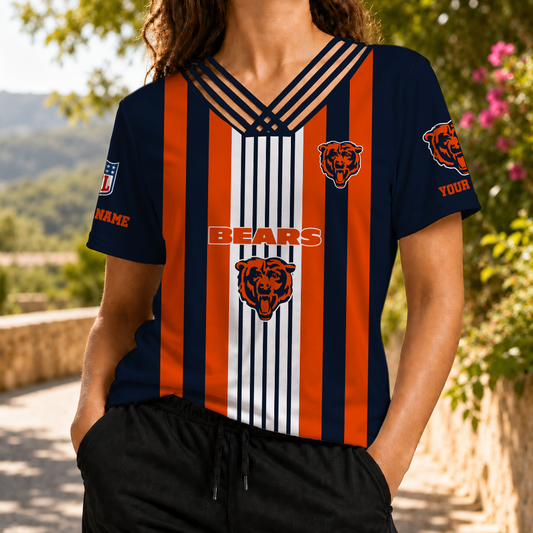 VIRAL EDITION - NEW CUSTOMIZED NFL26 CCB CHICAGO BEARS V-NECK SHIRT