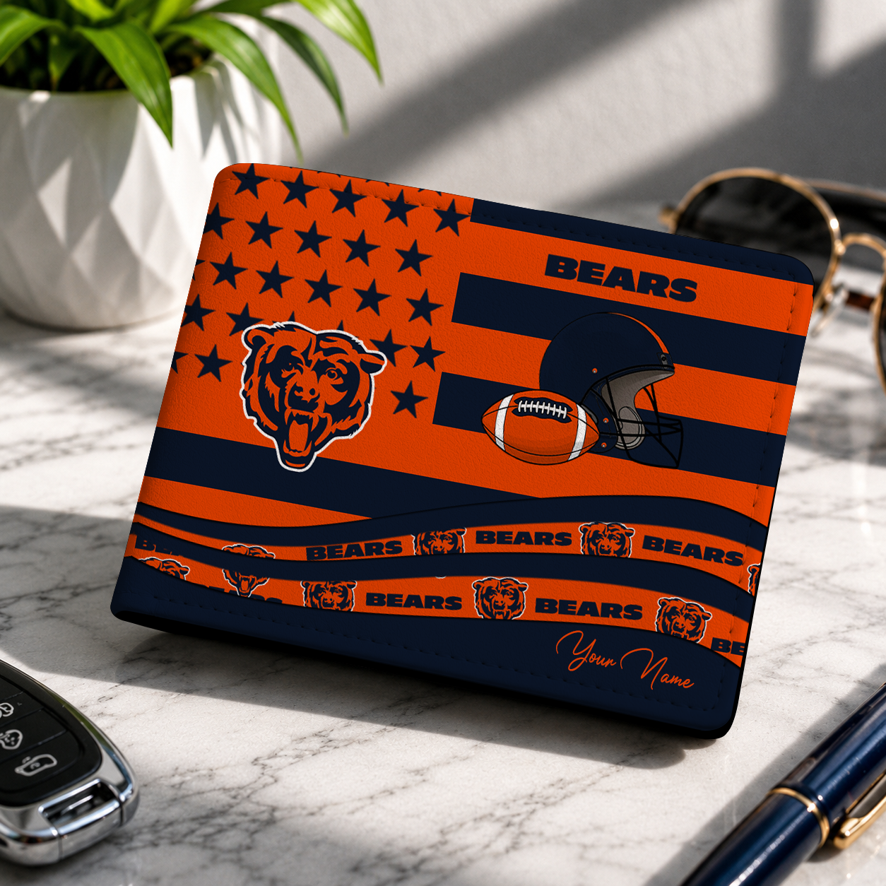 LIMITED EDITION - NEW CUSTOMIZED NFL26 CCB CHICAGO BEARS LEATHER WALLET