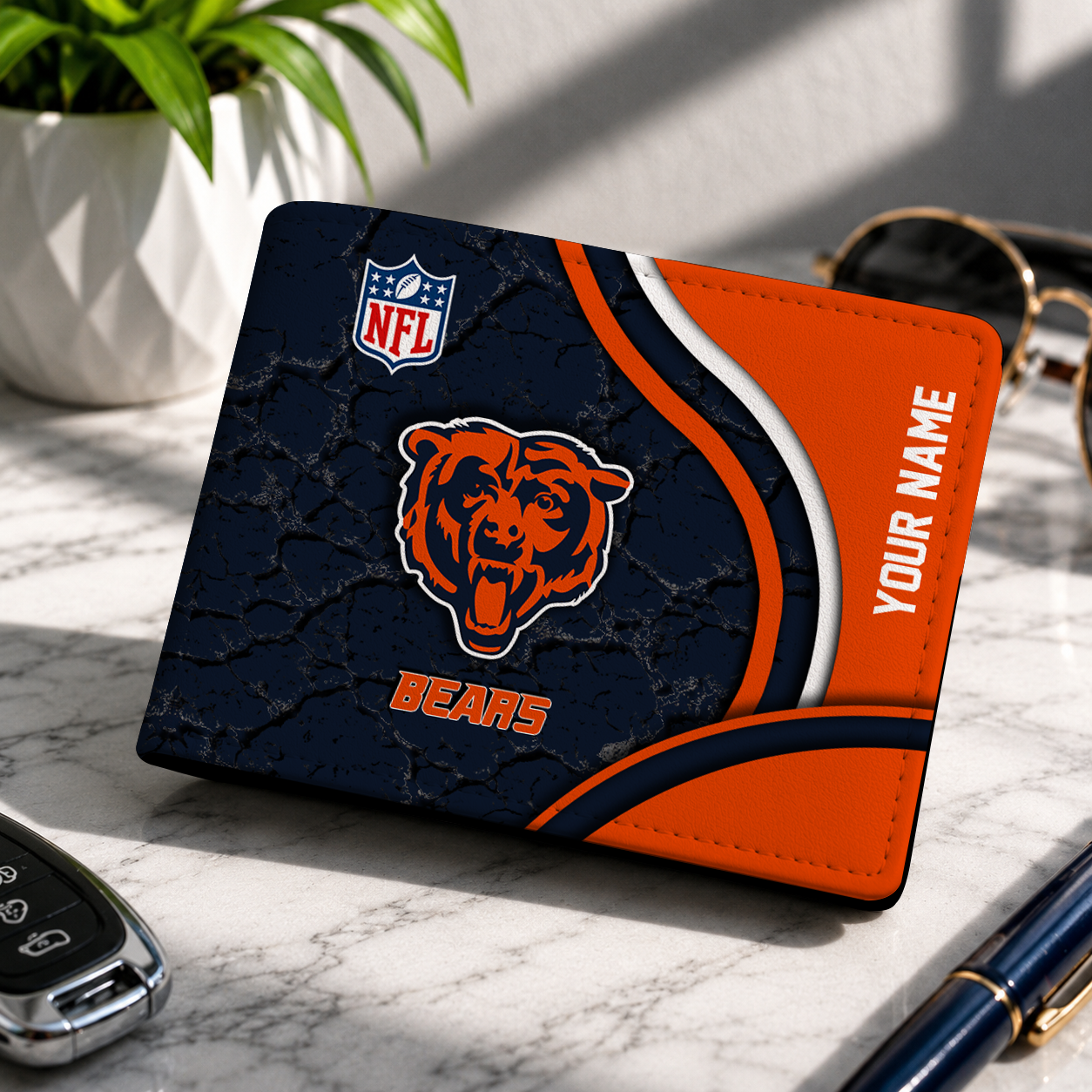 MEGA SALE - NEW CUSTOMIZED NFL26 CCB CH BEARS LEATHER WALLET