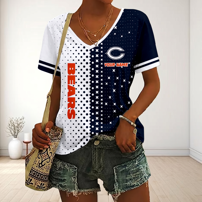 LIMITED EDITION - NEW CUSTOMIZED NFL26 CCB CHICAGO BEARS V-NECK FEMALE SHIRT