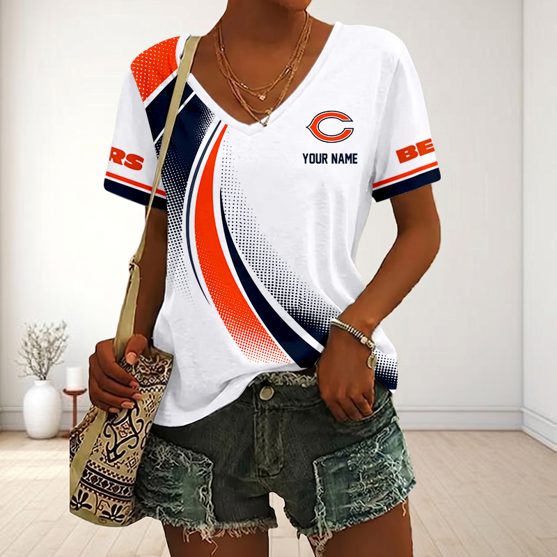 LIMITED EDITION - NEW CUSTOMIZED NFL26 CCB CHICAGO BEARS V-NECK FEMALE SHIRT