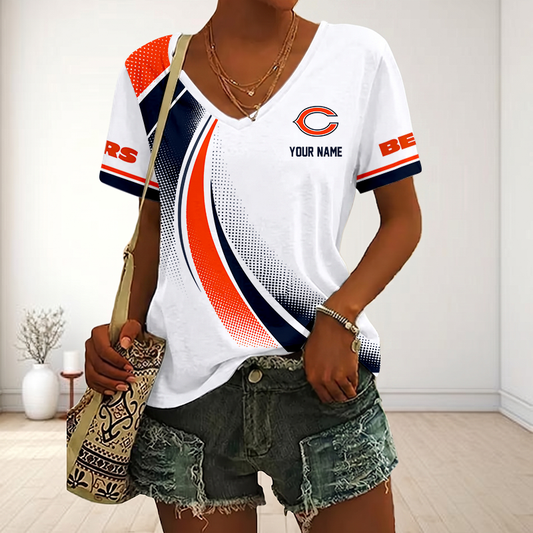 LIMITED EDITION - NEW CUSTOMIZED NFL26 CCB CHICAGO BEARS V-NECK FEMALE SHIRT