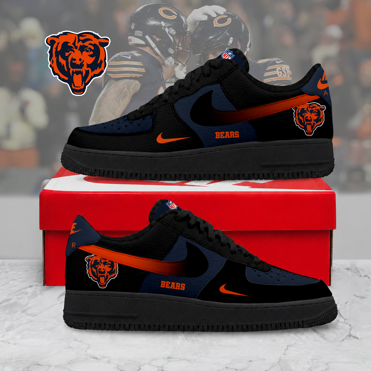 LIMITED EDITION - NEW CUSTOMIZED NFL26 CCB CH BEARS AF1 SNEAKERS