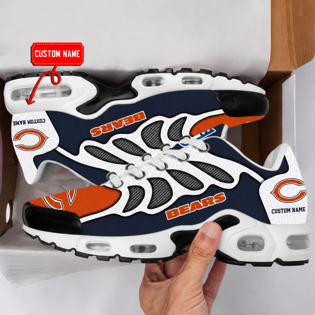 FLASH SALE - NEW CUSTOMIZED NFL26 CCB CHICAGO BEARS AIR MAX PLUS SNEAKERS