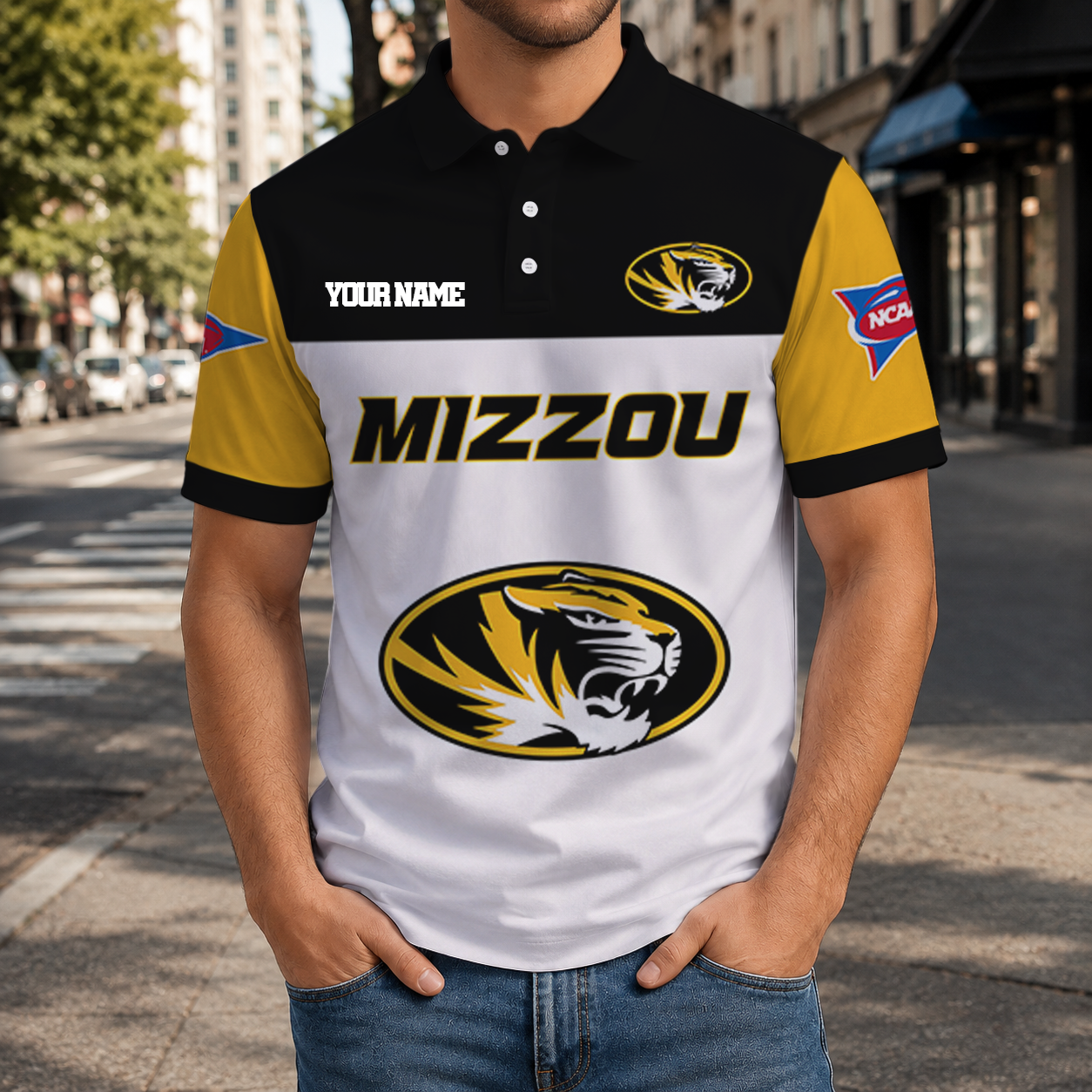 FINAL SALE - NEW CUSTOMIZED NCAA FBS26 MST MISSOURI TIGERS POLO SHIRT, ZIP POLO SHIRT & T-SHIRTS