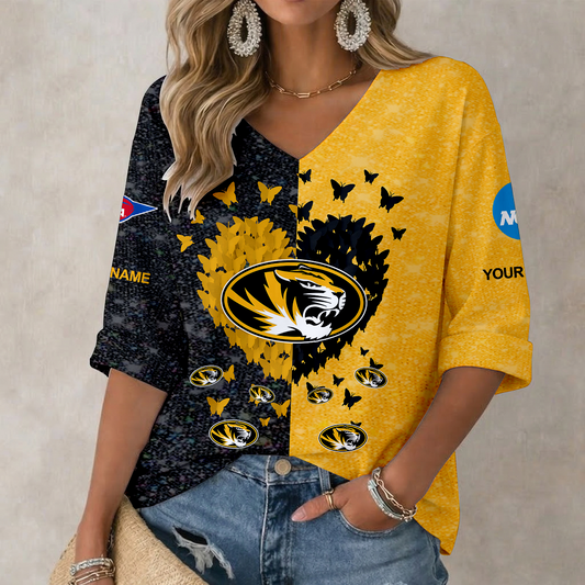LIMITED DROP - NEW CUSTOMIZED | NCAA FBS26 MST MS TIGERS WOMEN'S HEART V-NECK LONG SLEEVE SHIRT