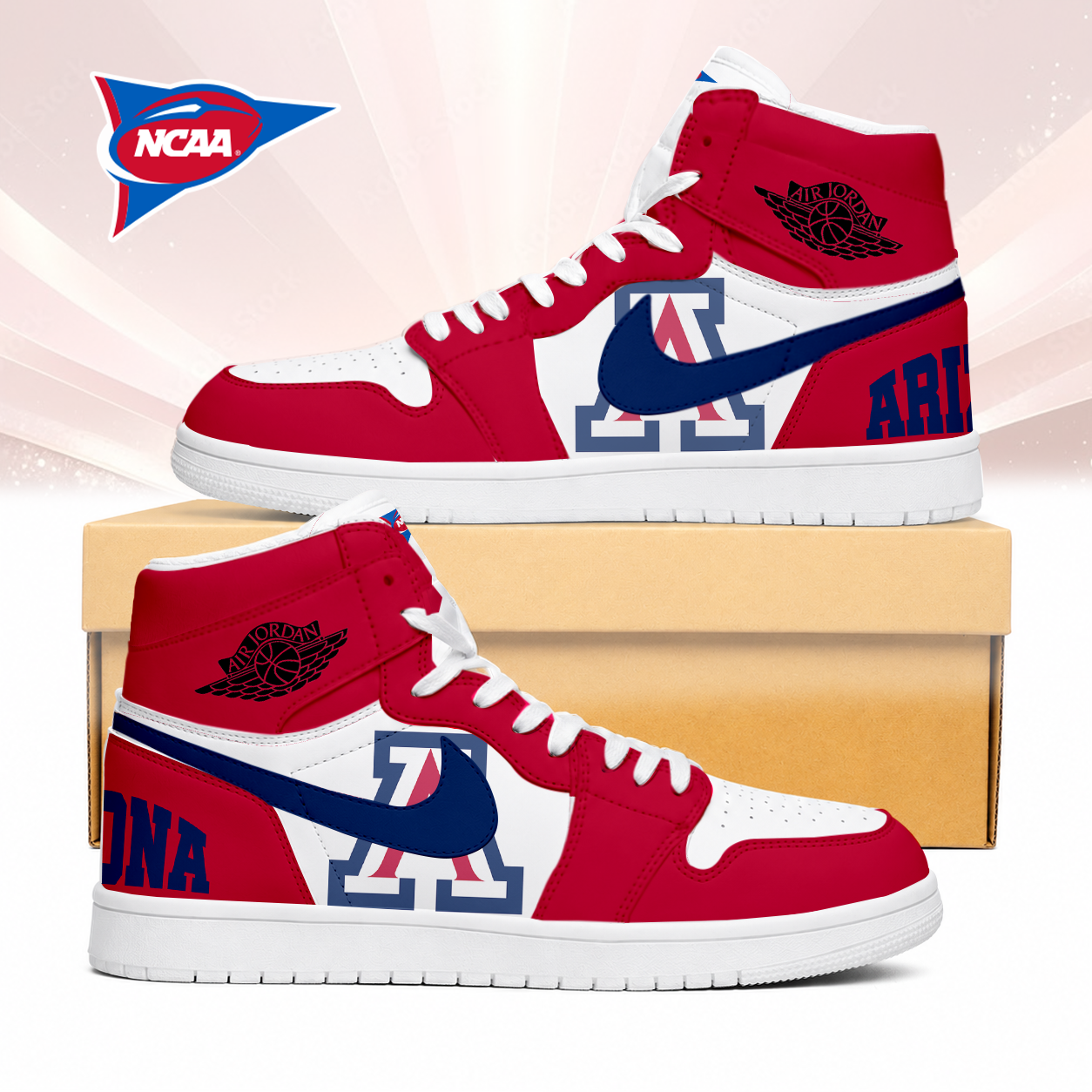 LIMITED EDITION - NEW CUSTOMIZED NCAA FBS27 ARW ARIZONA WILDCATS AIR JORDAN SNEAKERS