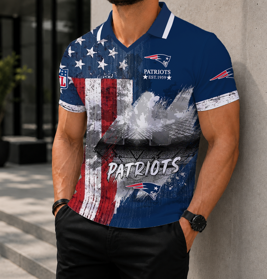 LIMITED EDITION - NEW CUSTOMIZED NFL27 NEP NEW ENGLAND PATRIOTS POLO SHIRT